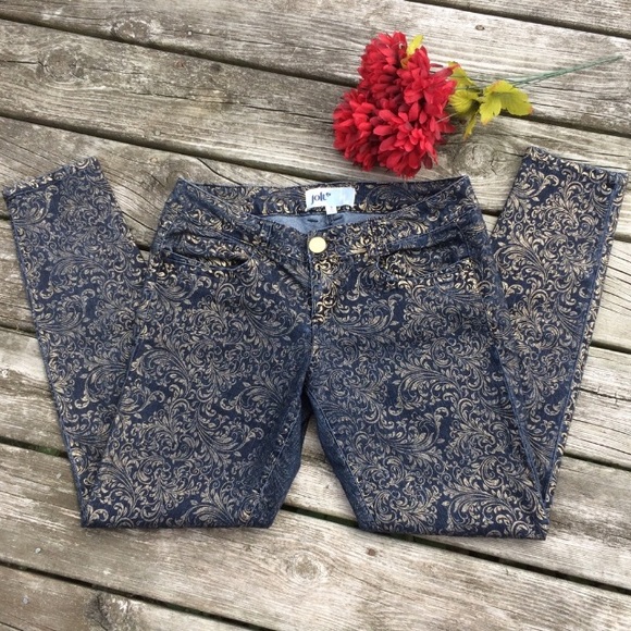 Jolt Denim - Jolt Gold Embossed Skinny Denim Jeans Jolt Denim - Jolt Gold Embossed Skinny Denim Jeans